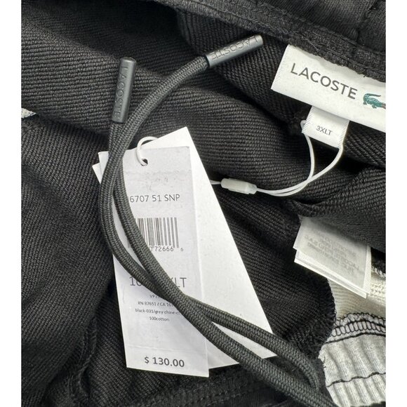LACOSTE Size 3XLT Tall Graphic Logo Gray & Black Sweatpants NWT $130 - Picture 8 of 15